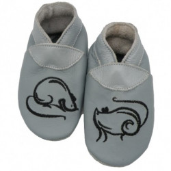Chaussons Carozoo enfant cuir souple Noeuds roses